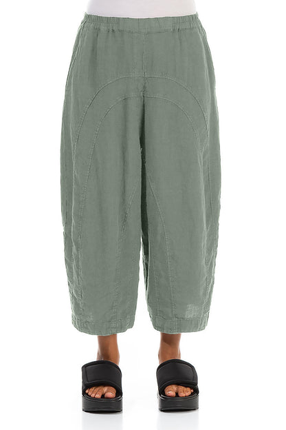 Loose Back Pockets Sage Linen Trousers 1