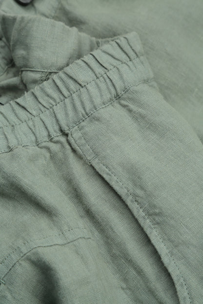 Loose Back Pockets Sage Linen Trousers 4