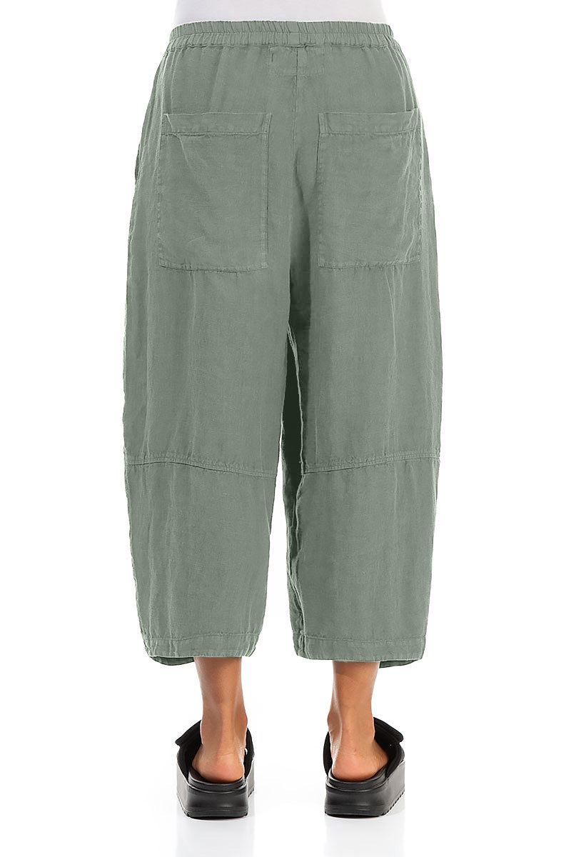 Loose Back Pockets Sage Linen Trousers 2