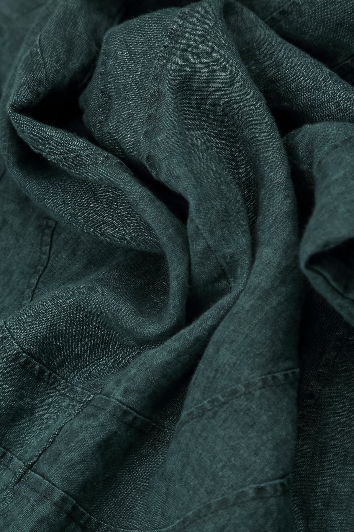 Loose Back Pockets Teal Linen Trousers