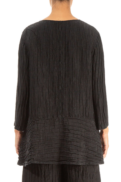 Loose Black Crinkled Silk Tunic 2