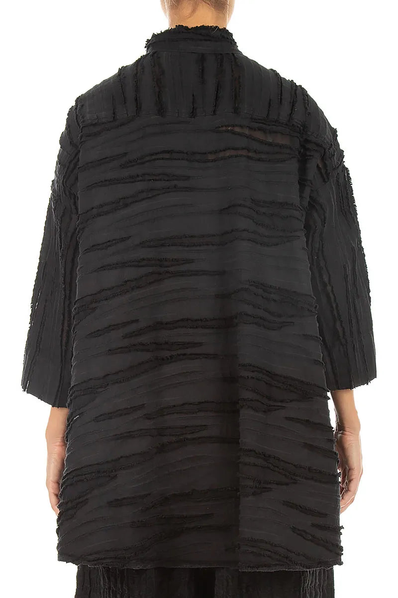 Loose Black Fray Weave Shirt 2