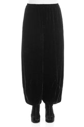 Loose Black Silk Velvet Trousers 1