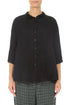 Loose Black Textured Gauze Linen Shirt 1