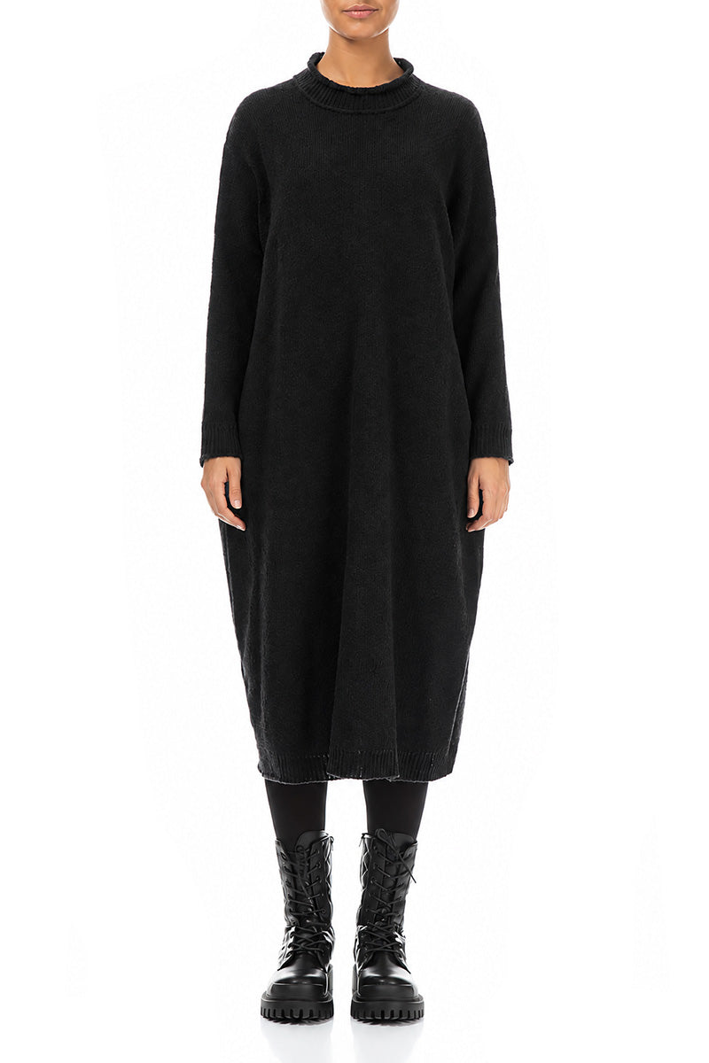 Loose Black Wool Dress 1