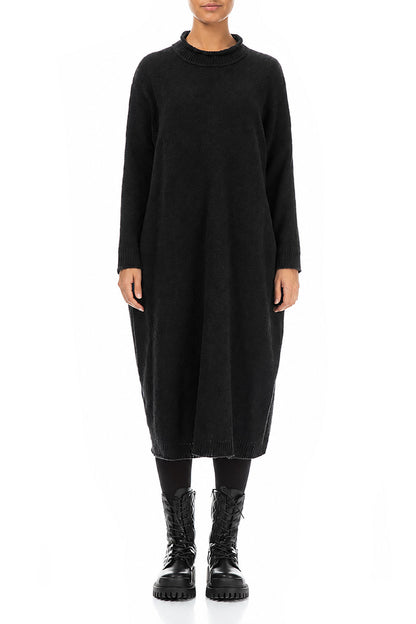 Loose Black Wool Dress 1