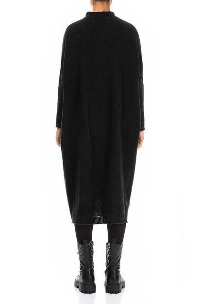 Loose Black Wool Dress 2