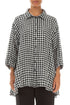 Loose Black & White Check Linen Shirt 1