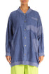 Loose Blue Off-Dye Linen Bomber Jacket 1