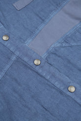 Loose Blue Off-Dye Linen Bomber Jacket 5