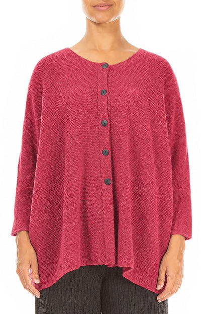 Loose Boxy Berry Rose Wool Cardigan 1