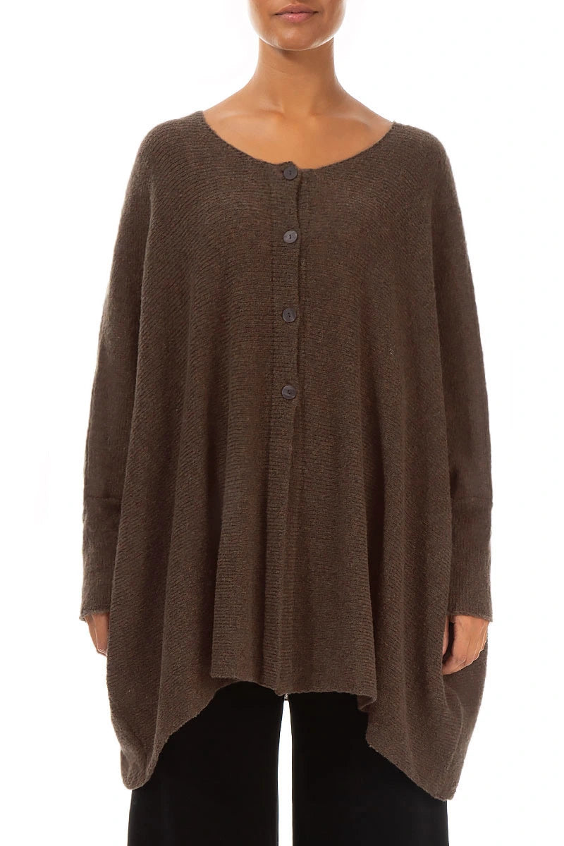 Cardigan ample en laine marron