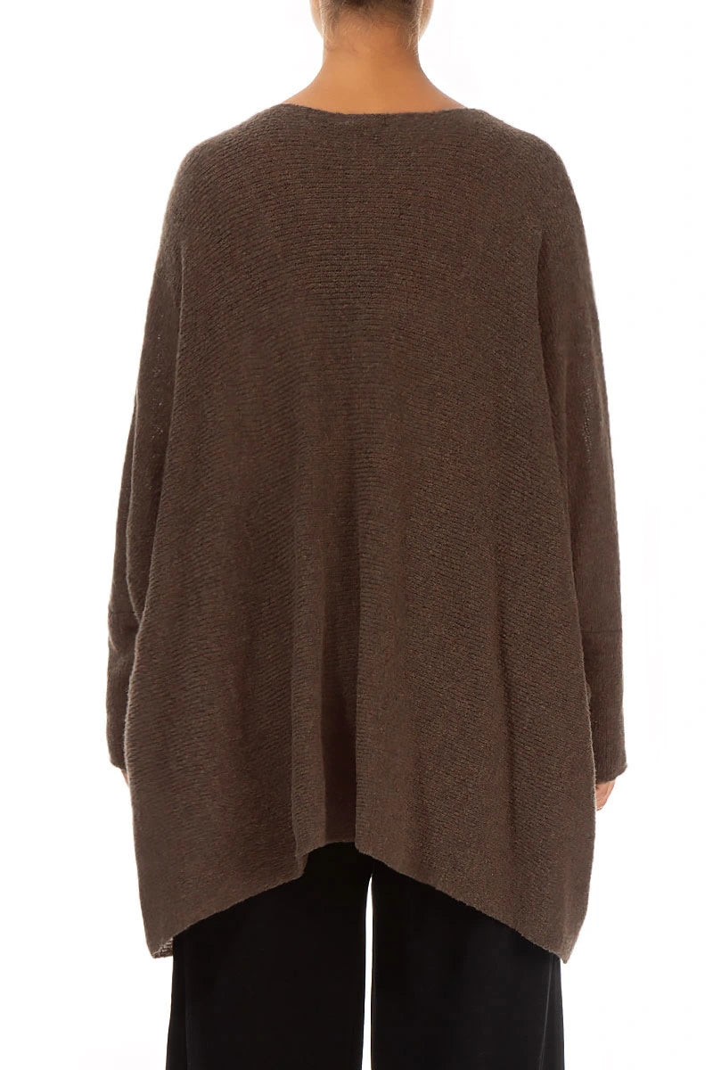 Cardigan ample en laine marron