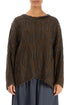 Loose Boxy Chocolate Circle Silk Linen Blouse 1