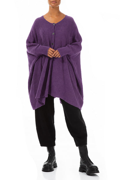 Loose Boxy Purple Wool Cardigan