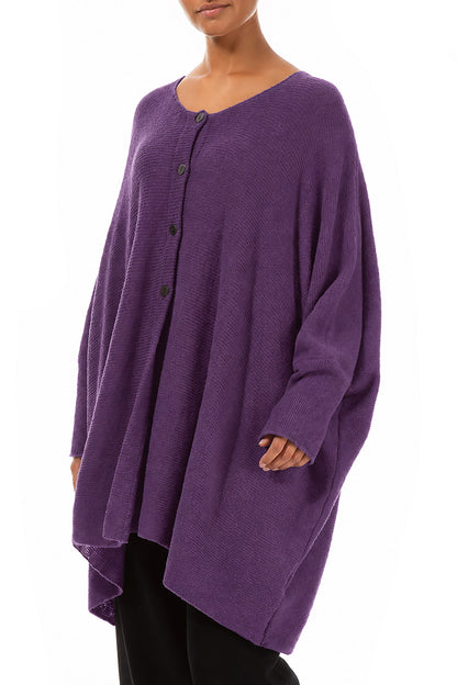 Loose Boxy Purple Wool Cardigan