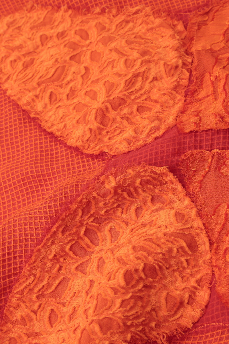 Chemisier ample en soie filet orange flamboyant papillon