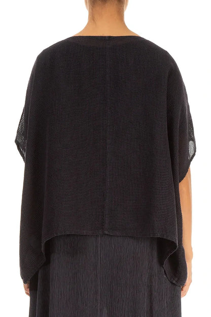 Loose Butterfly Graphite Mesh Silk Blouse