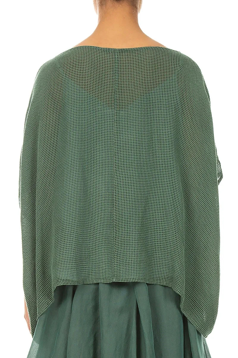 Chemisier ample en soie à maille papillon sauge