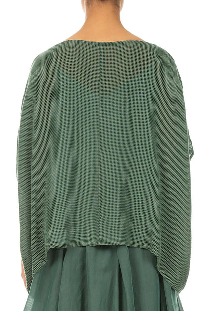 Chemisier ample en soie à maille papillon sauge