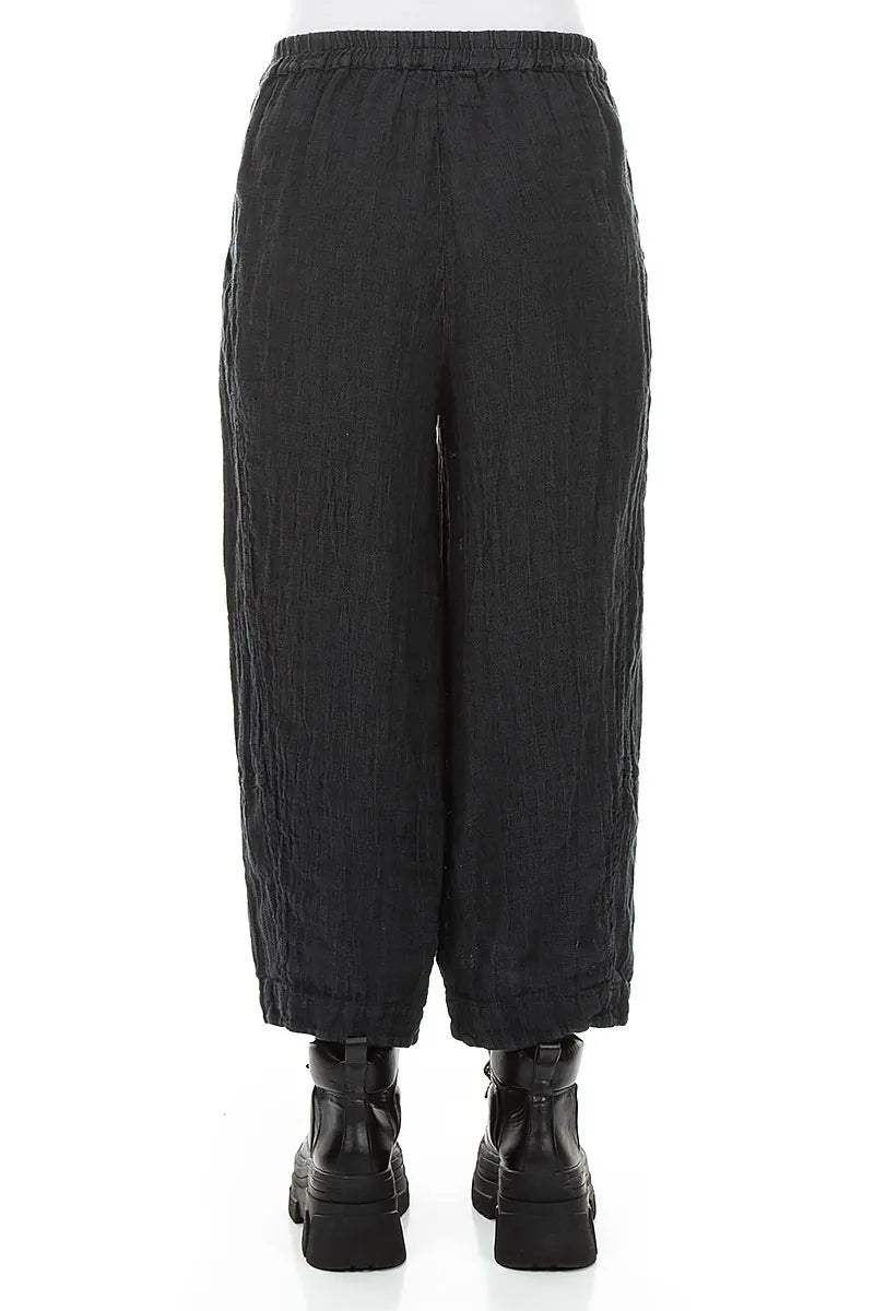 Loose Charcoal Mélange Linen Trousers 2