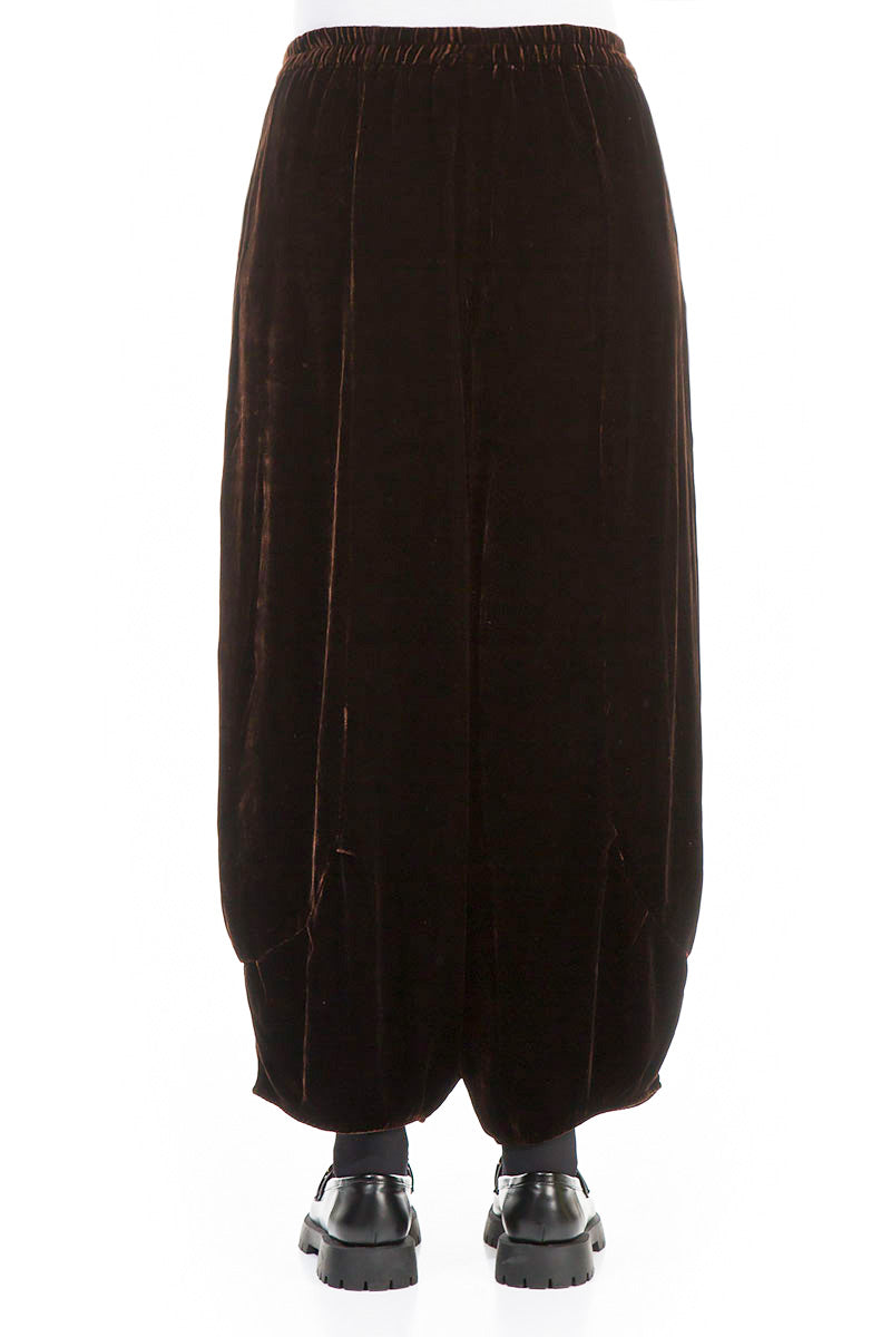 Loose Chocolate Silk Velvet Trousers 2