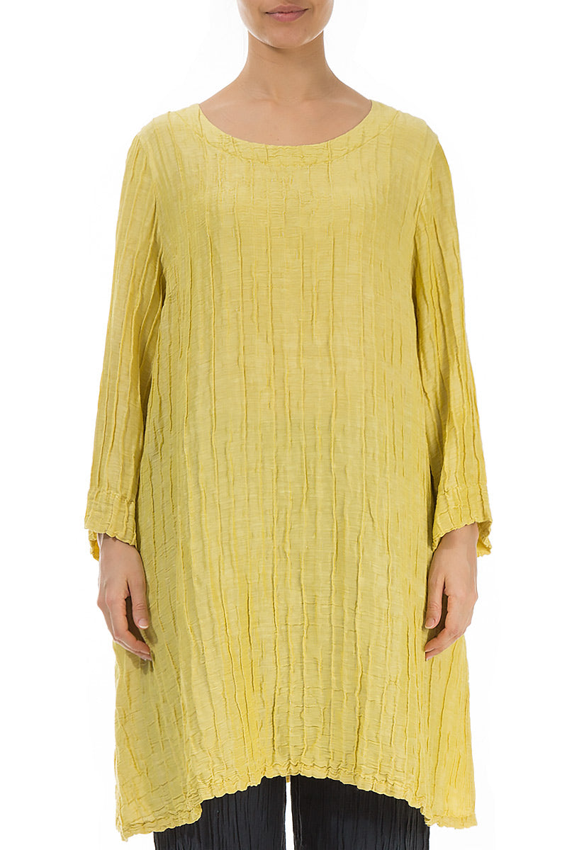 Loose Crinkled Cyber Lime Silk Tunic 1