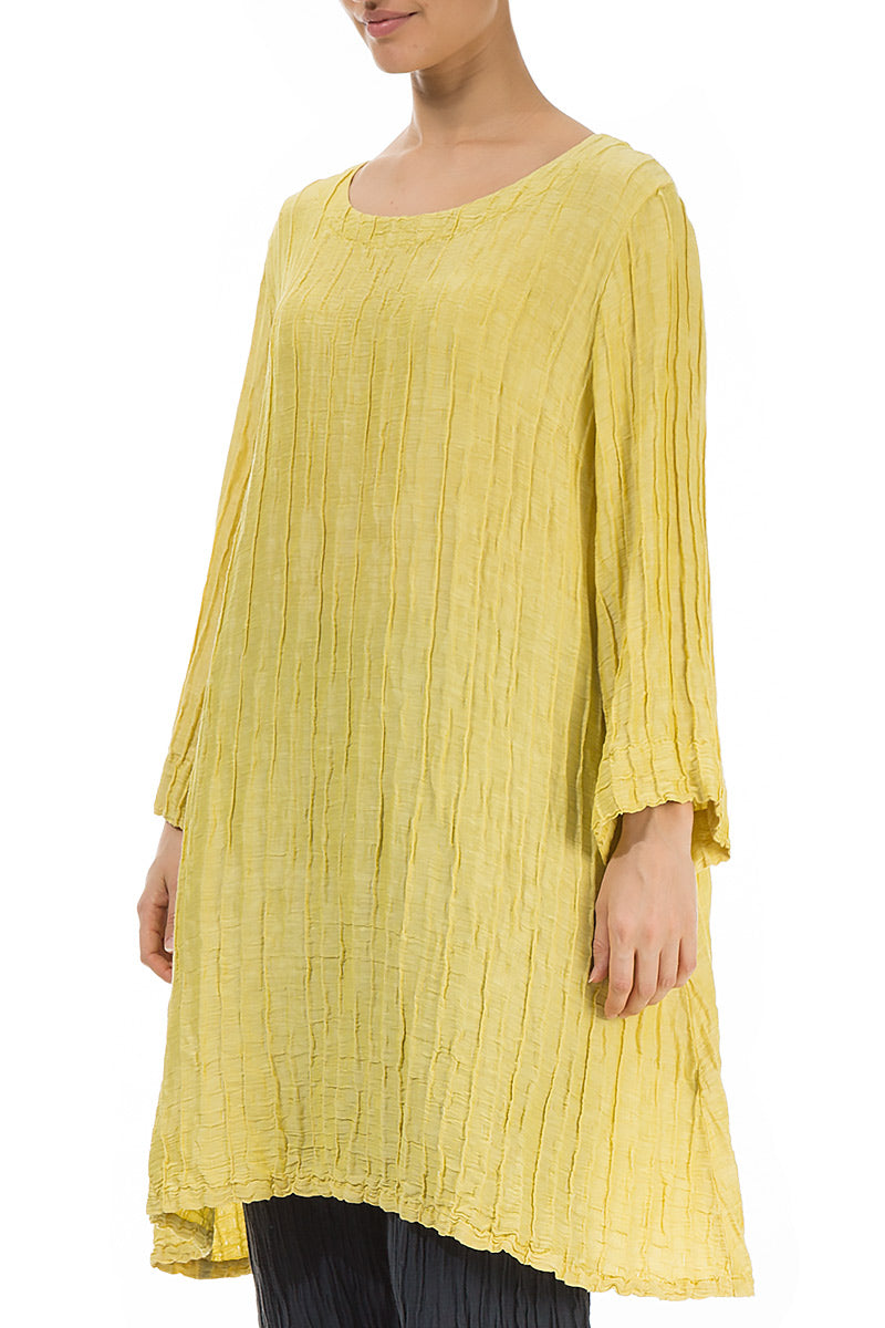 Loose Crinkled Cyber Lime Silk Tunic 3