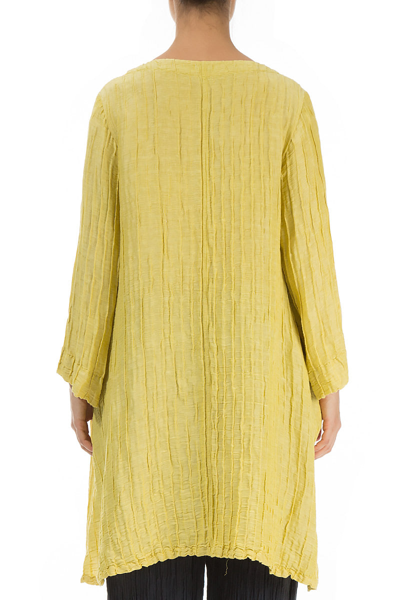Loose Crinkled Cyber Lime Silk Tunic 2