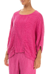 Loose Crinkled Fuchsia Silk Blouse 3