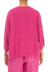 Loose Crinkled Fuchsia Silk Blouse 2