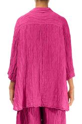 Loose Crinkled Fuchsia Silk Linen Shirt 2