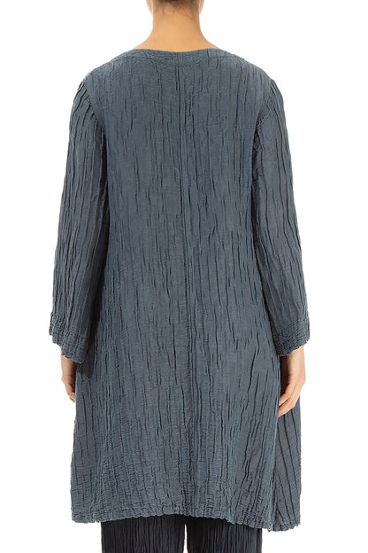 Loose Crinkled Graphite Silk Tunic 2