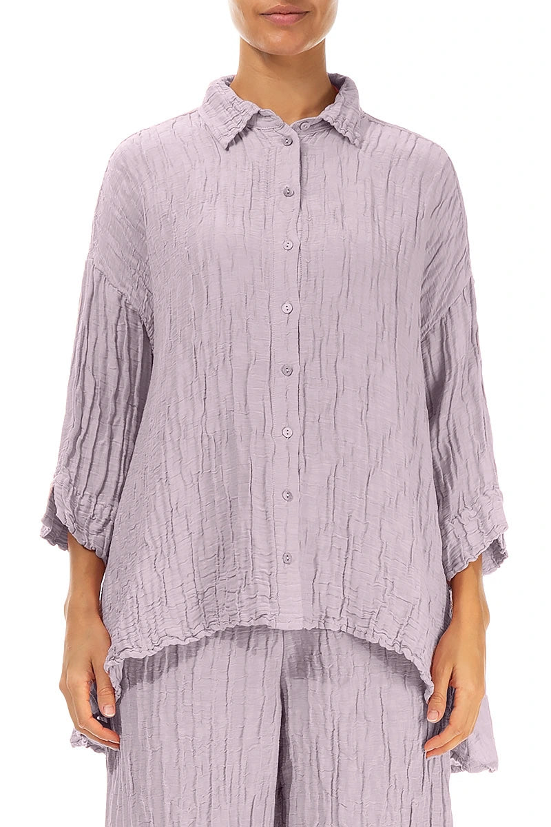 Loose Crinkled Lilac Silk Linen Shirt 1
