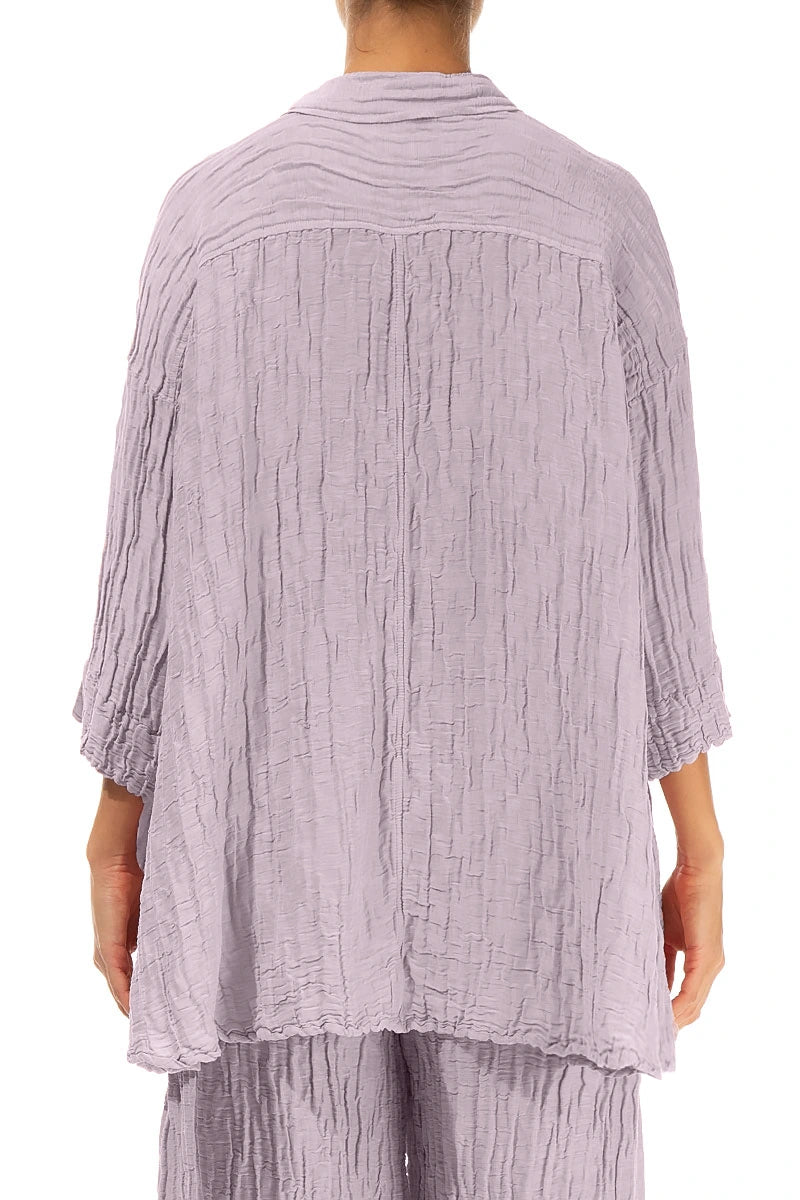 Loose Crinkled Lilac Silk Linen Shirt 2