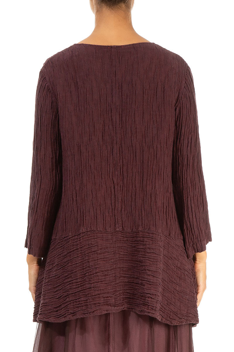 Loose Crinkled Merlot Silk Tunic 2