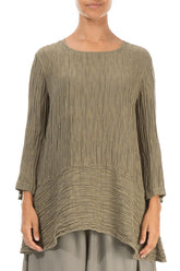 Loose Crinkled Silver Sage Silk Tunic 1