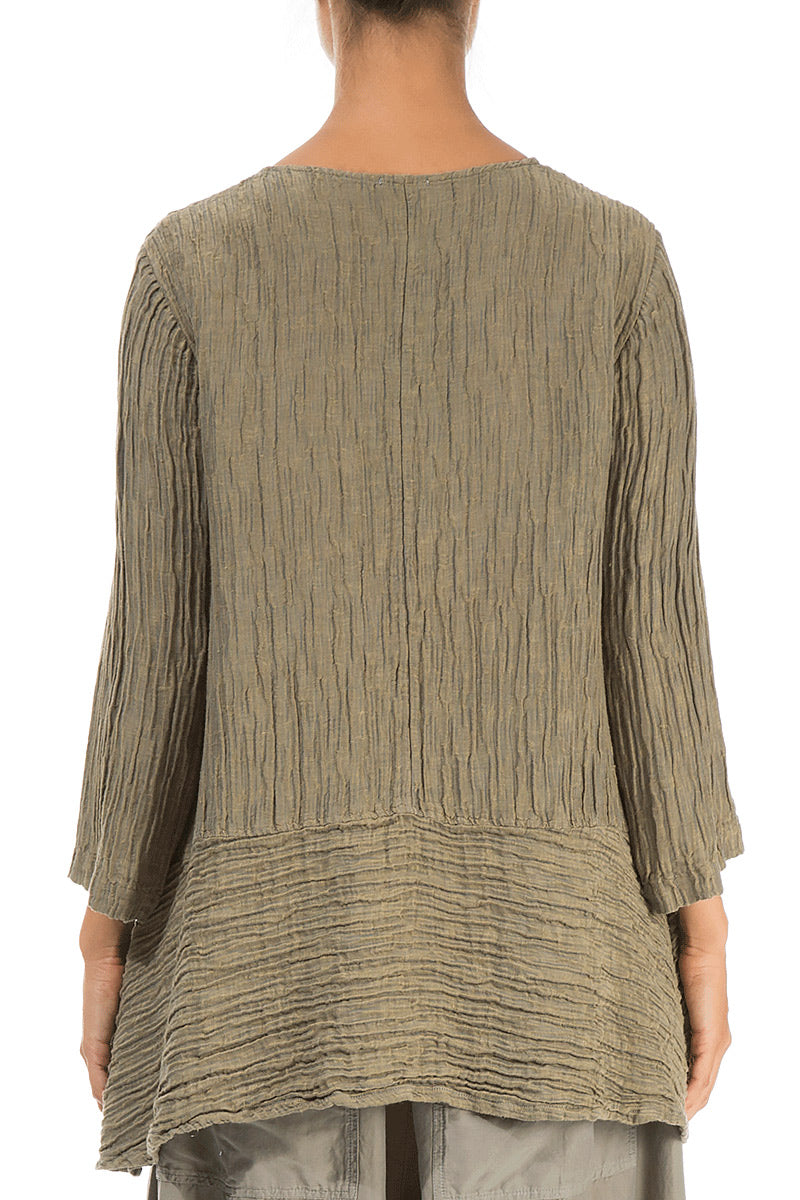 Loose Crinkled Silver Sage Silk Tunic 2