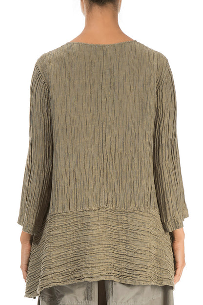 Loose Crinkled Silver Sage Silk Tunic 2