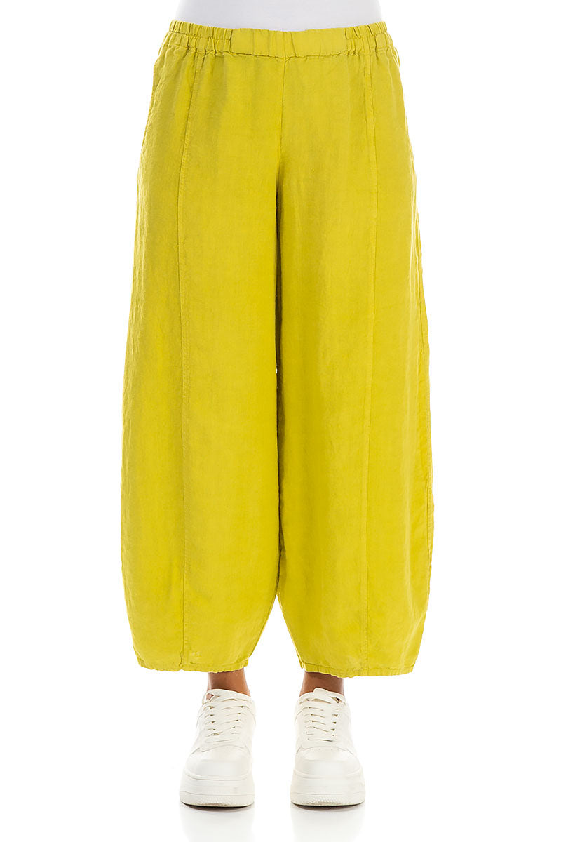 Loose Cyber Lime Linen Trousers 1