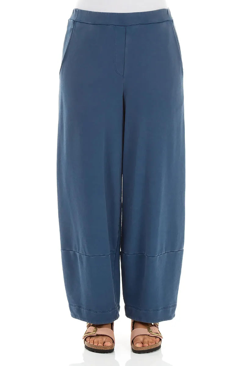 Loose Dark Cobalt Blue Cotton Trousers 1