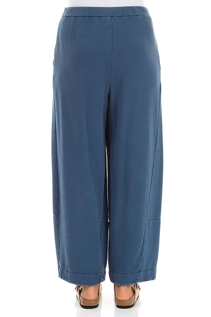Loose Dark Cobalt Blue Cotton Trousers 2