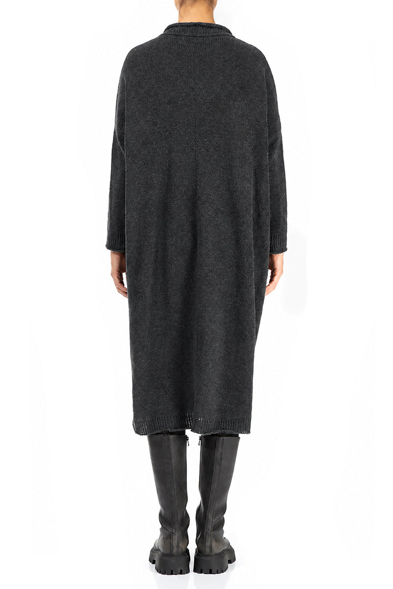 Loose Dark Grey Wool Dress 2