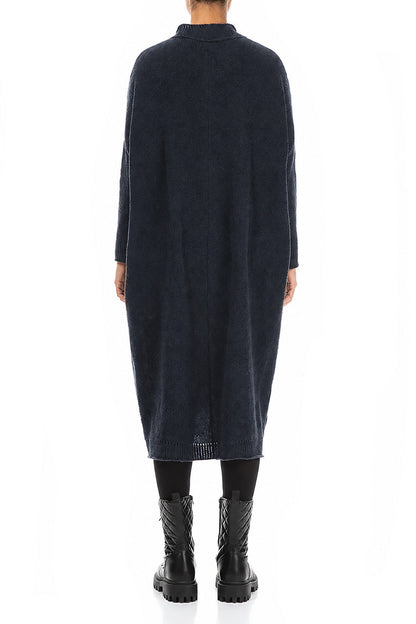 Loose Dark Navy Wool Dress 2
