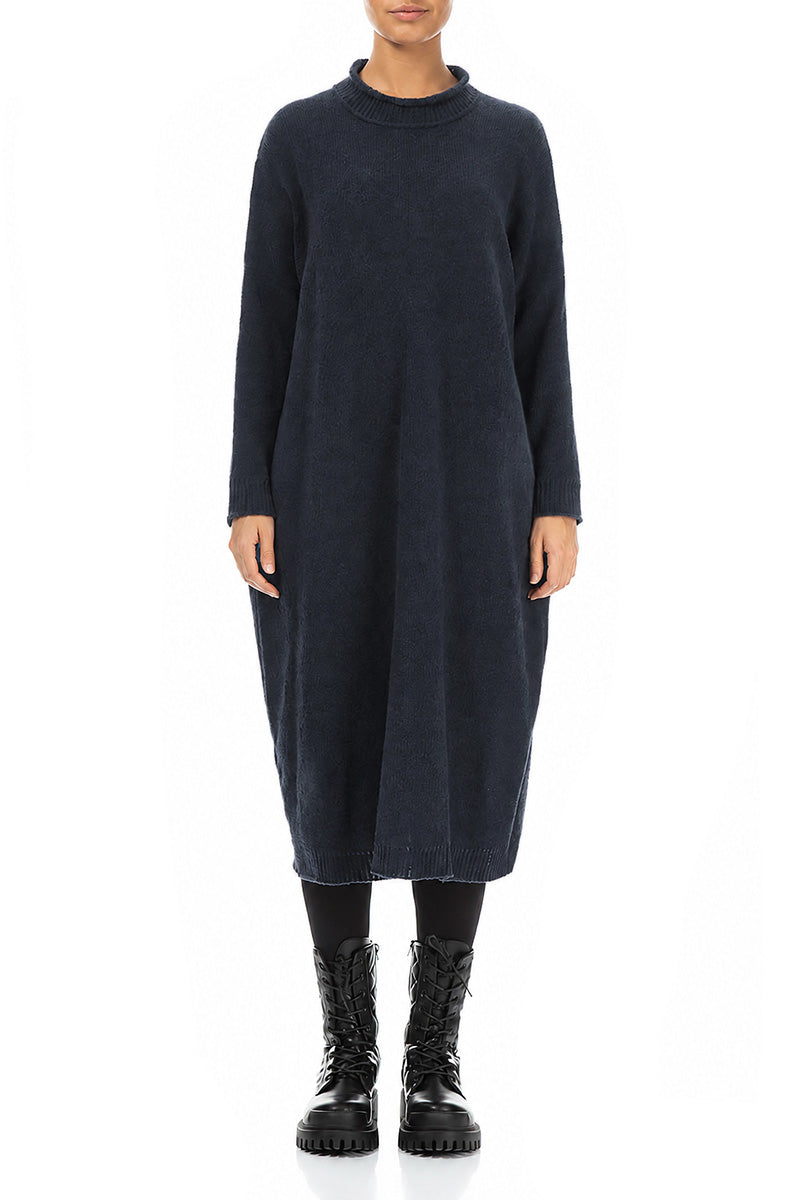 Loose Dark Navy Wool Dress 1