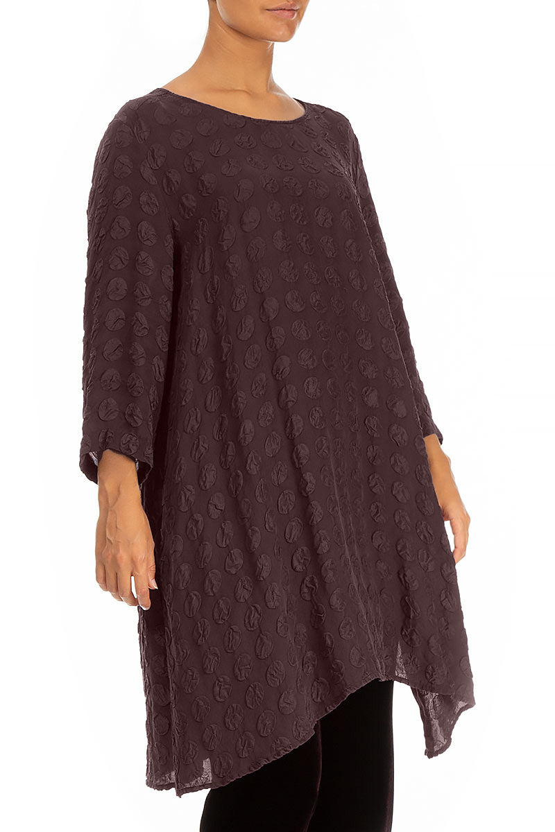 Loose Deep Plum Bubble Silk Tunic 3