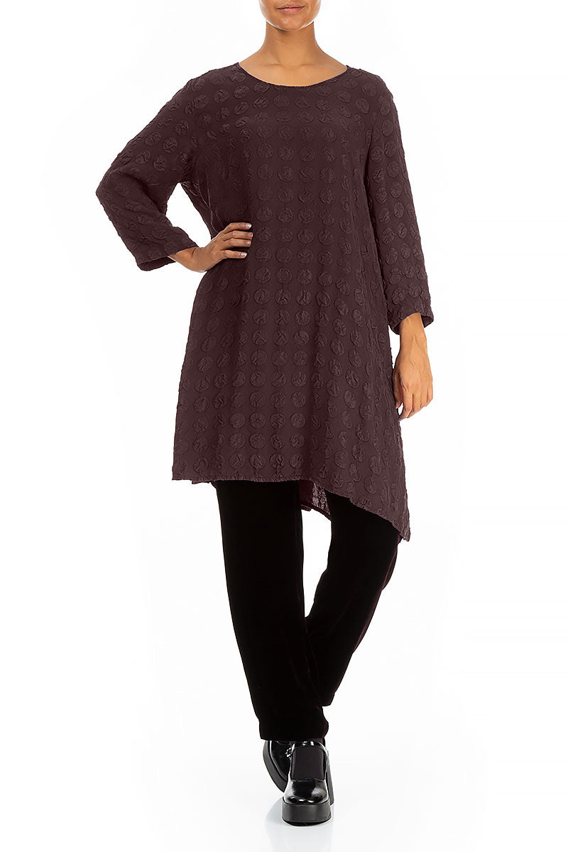 Loose Deep Plum Bubble Silk Tunic 4