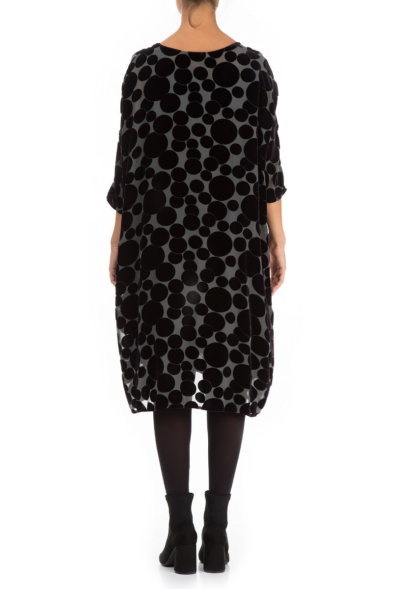 Loose Devoré Bubbles Black Silk Velvet Dress 2