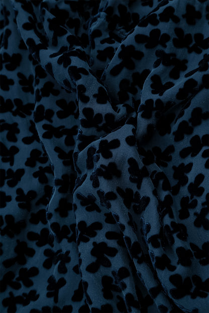 Loose Devoré Petals Royal Blue Silk Velvet Tunic