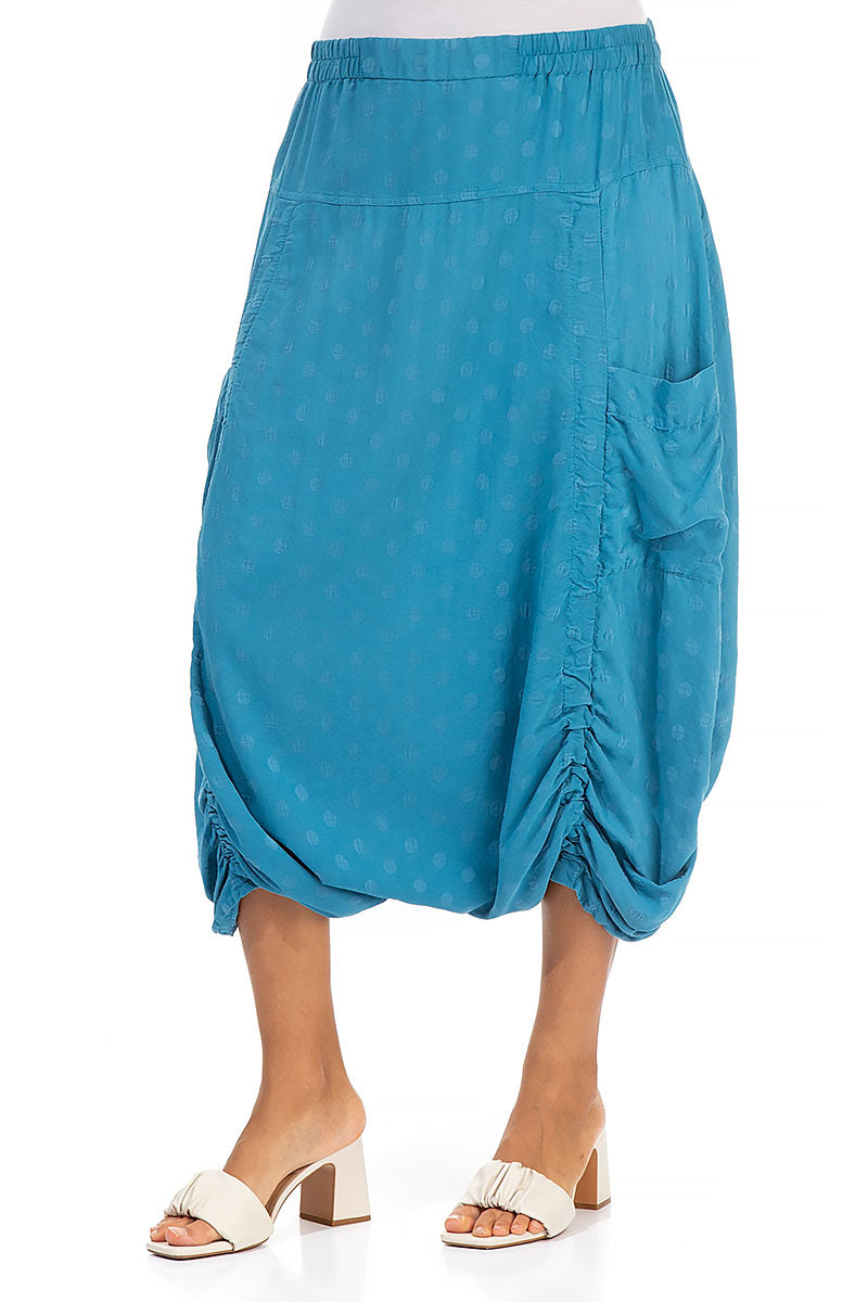 Loose Dotty Ocean Blue Silk Cotton Trousers